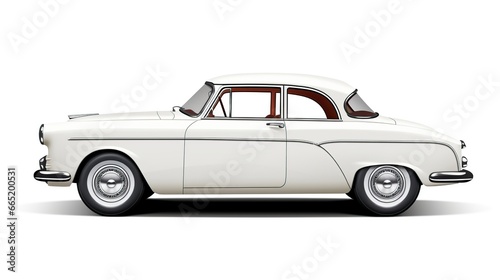 Unique white classic car isolated white background. AI generated image © is