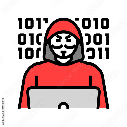 anonymous attacker cyberbullying color icon vector. anonymous attacker cyberbullying sign. isolated symbol illustration