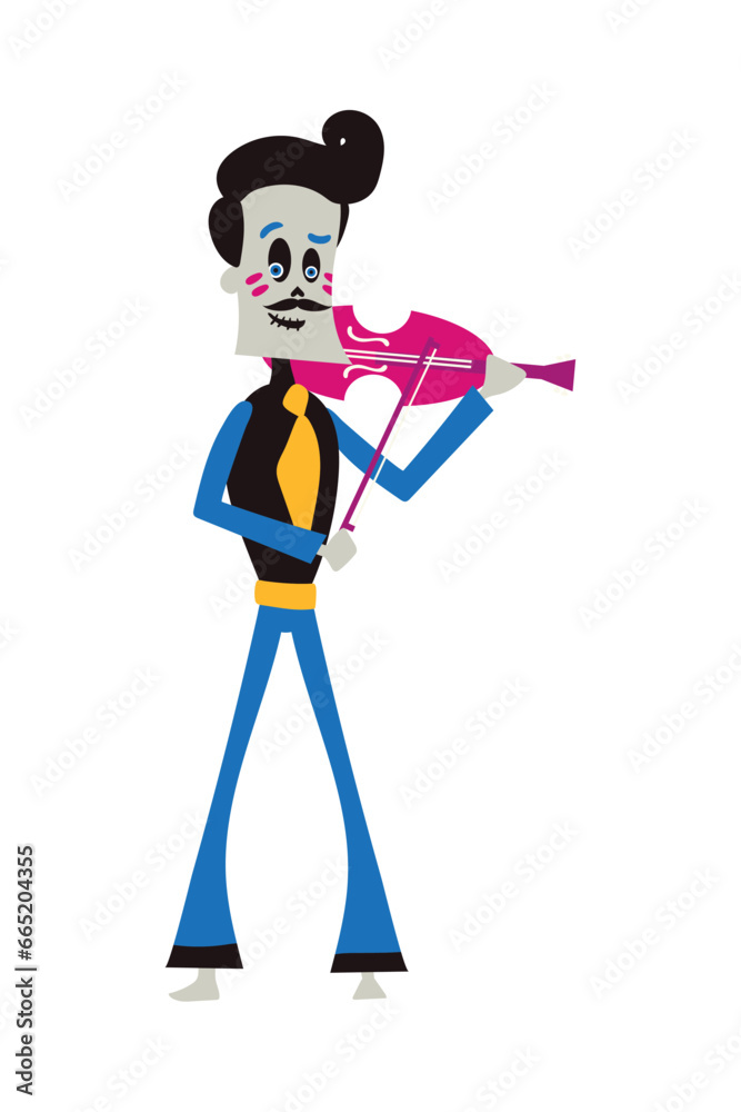 Fototapeta premium dia de los muertos musician skeleton