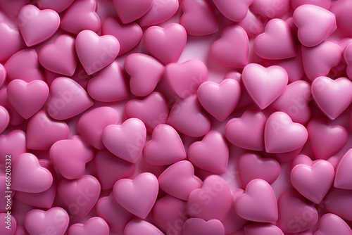 Background featuring pink hearts for Valentine's Day. Generative AI