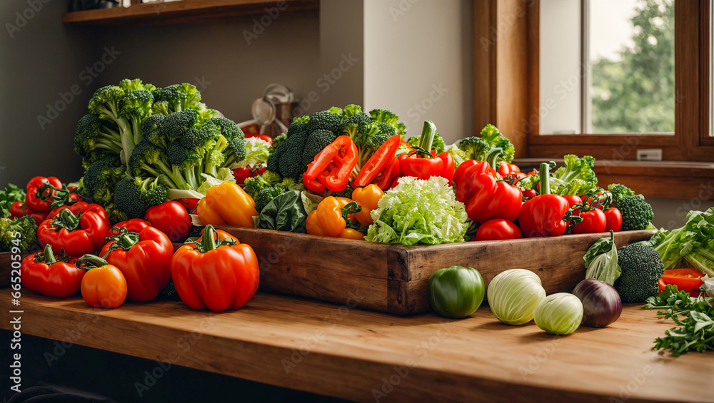 Various vegetables in the kitchen background Various vegetables in the kitchen background