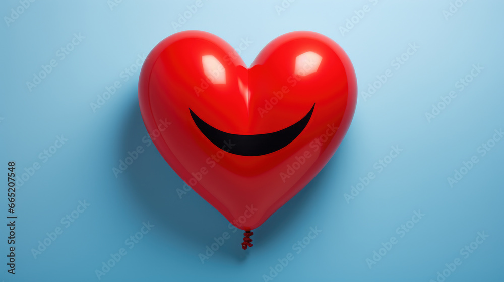 Red balloon featuring cheerful smiley face. This picture can be used to add touch of joy and fun to various projects.