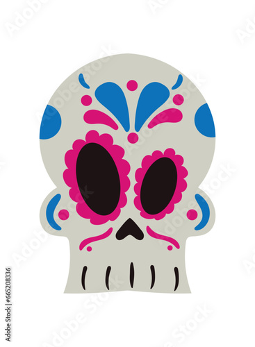 dia de los muertos skull with mariachi hat