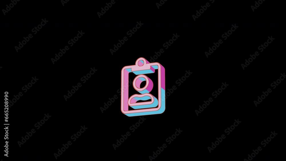 Bright clipboard user icon is jumping merrily. Retro style. Alpha channel black. Looped from frame 120 to 240, Alpha BW at the end Bright clipboard user icon is jumping merrily. Retro style. Alpha channel black. Looped from frame 120 to 240, Alpha BW at the end