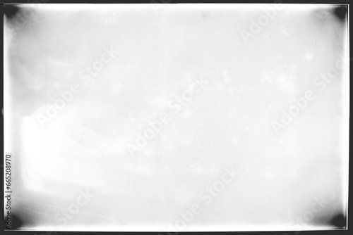 Obraz na płótnie Vintage photo film frame of a middle format camera, transparent background with dirty spots, film grain and vignetting (png image). Useful for old photo simulations, effects and template. w salonie