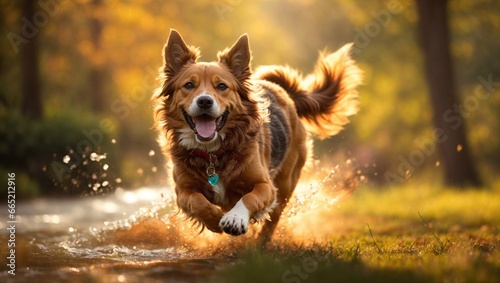 Energetic Dog Playing Fetch: A Burst of Canine Joy © Matias