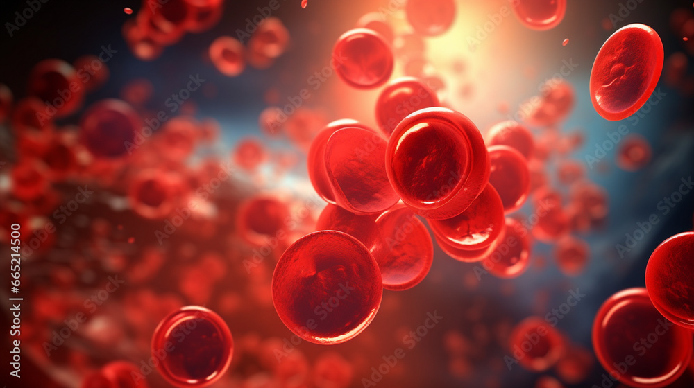 Czerwone krwinki w organizmie człowieka, kardiologia - obrazy, fototapety, plakaty 