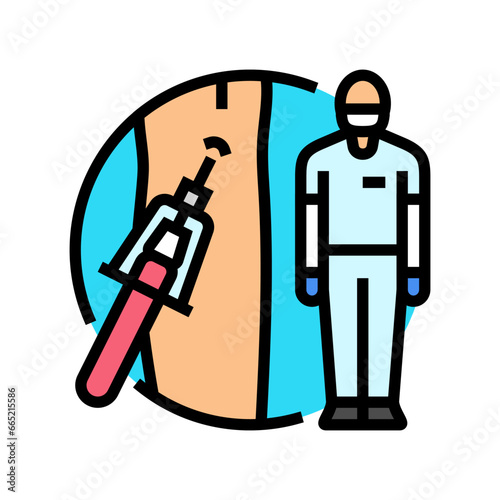 phlebotomist drawing blood color icon vector. phlebotomist drawing blood sign. isolated symbol illustration