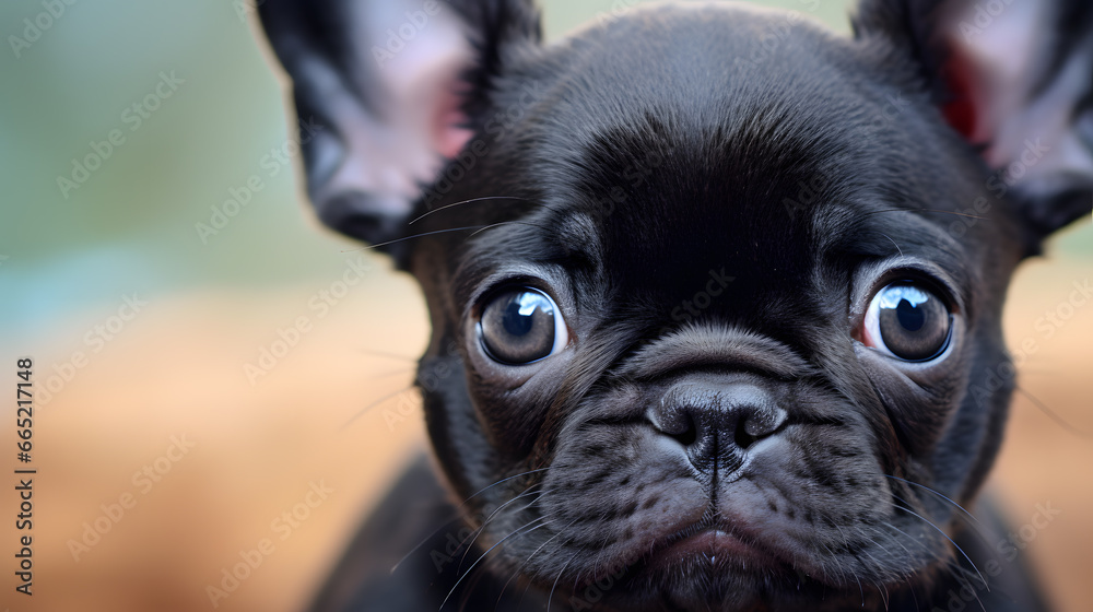 close up of a french bulldog puppy