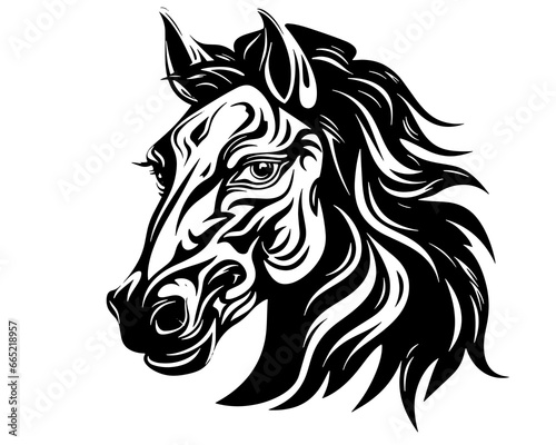 Fototapeta Naklejka Na Ścianę i Meble -  Horse Mustang Wild Tattoo Logo Print Stamp Mane Steed