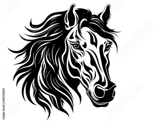 Horse Mustang Wild Tattoo Logo Print Stamp Mane Steed