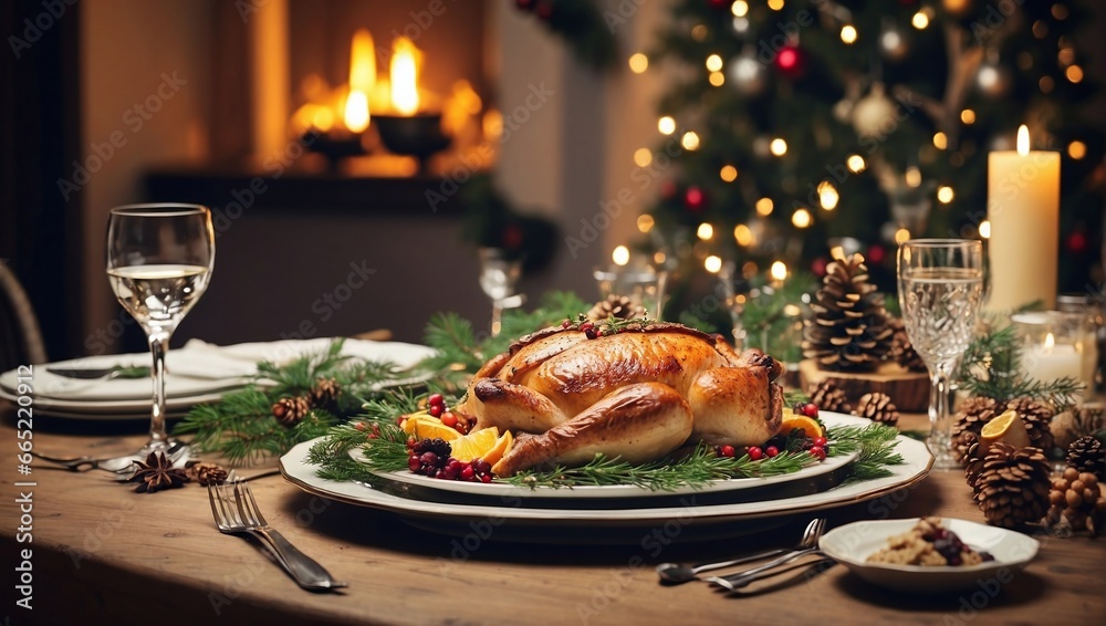 Christmas meal, served on the table with decorations Christmas Christmas meal, served on the table with decorations Christmas