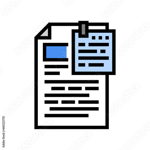 proofreading text technical writer color icon vector. proofreading text technical writer sign. isolated symbol illustration