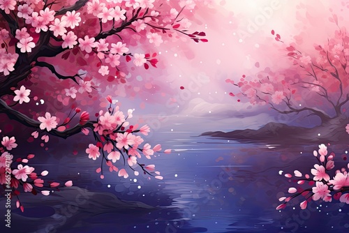 Fotografiet Background with blooming sakura