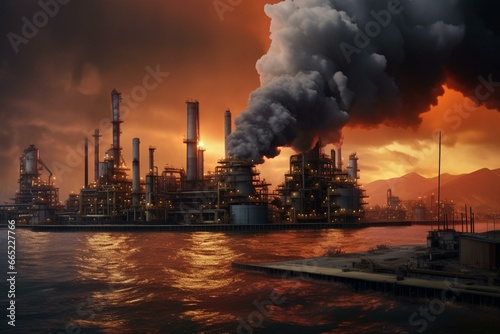 A huge oil processing platform in the petrochemical sector. Generative AI