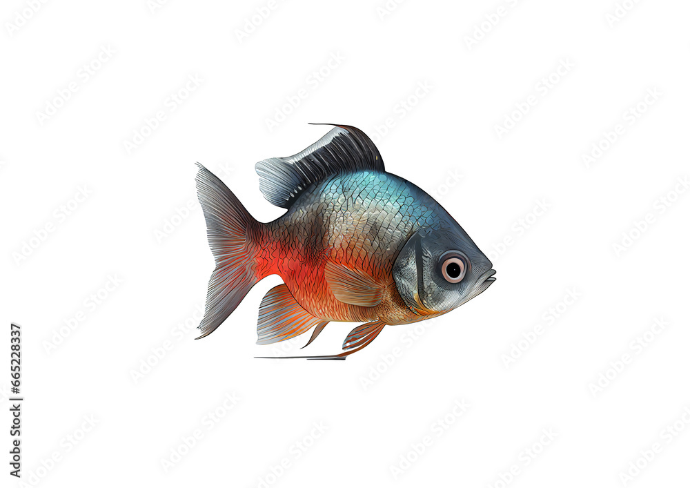 Close-up of a fish. Isolated on transparent background
