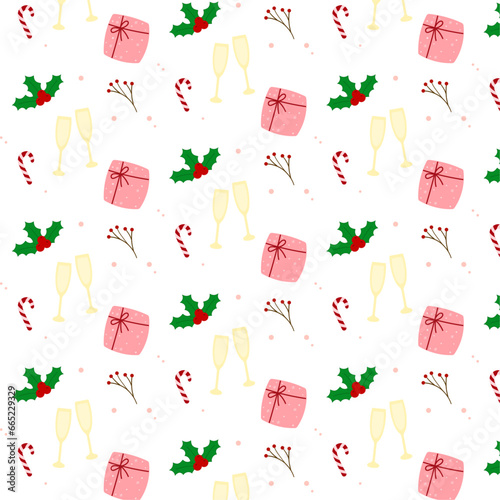 Christmas seamless pattern with christmas gifts