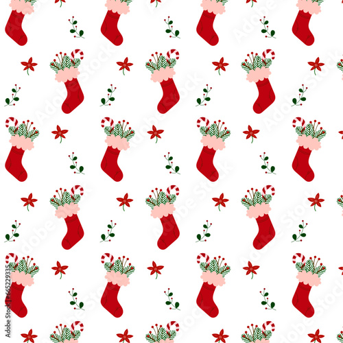 seamless pattern with christmas stocking