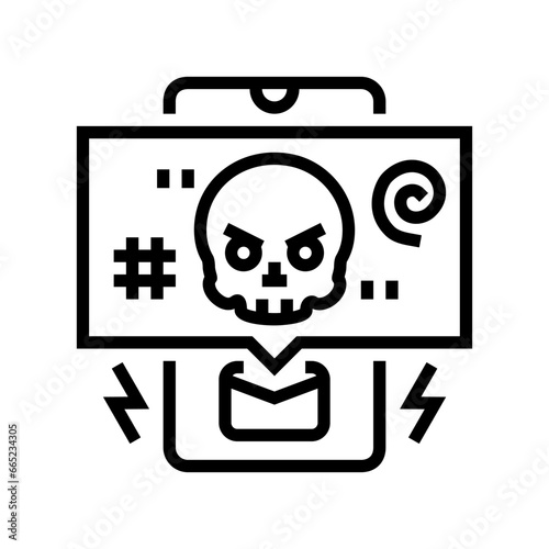 threatening messages cyberbullying line icon vector. threatening messages cyberbullying sign. isolated contour symbol black illustration