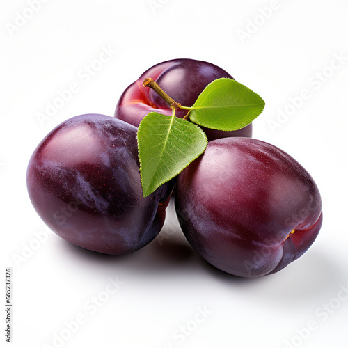 Plum Studio Shot Isolated on Clear Background, Food Photography, Generative AI