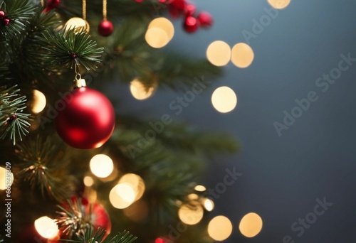 AI generated illustration of a Christmas tree ball against bokeh lights