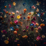 background with splashes and flowers