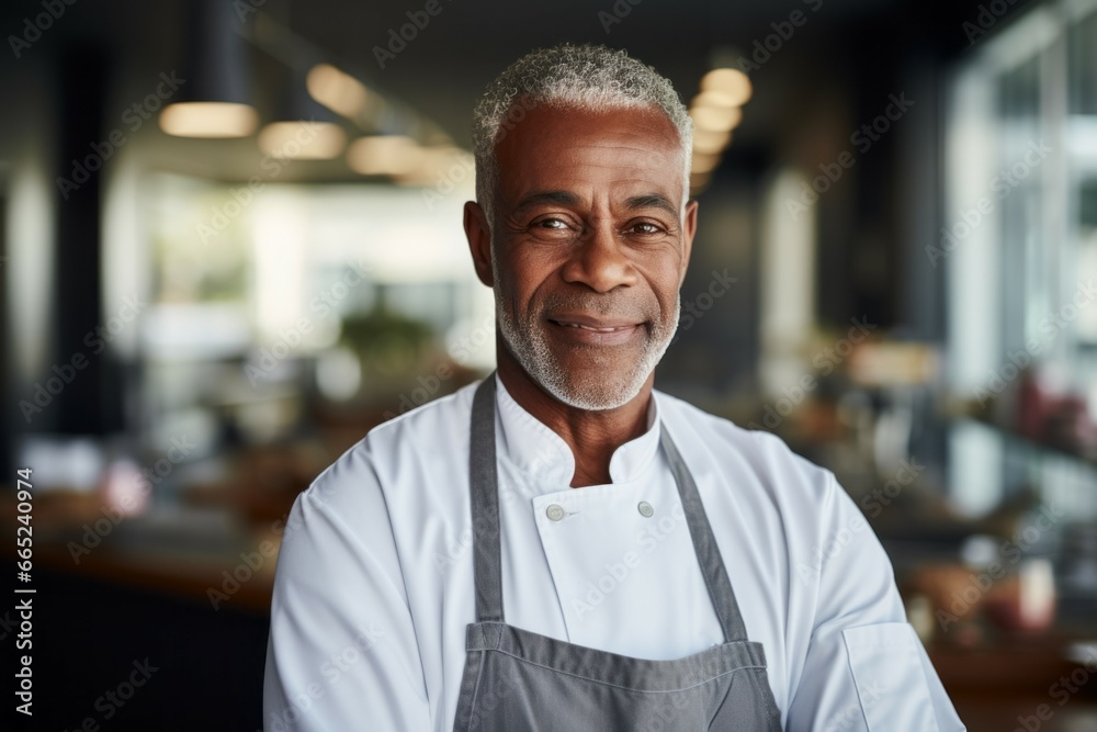 The man is a professional butcher. Profession concept. Portrait with selective focus and copy space The man is a professional butcher. Profession concept. Portrait with selective focus and copy space