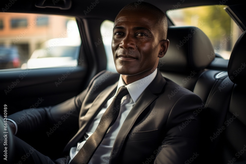 Black African man on an official visit. Diplomat or consular ambassador. Portrait with selective focus and copy space Black African man on an official visit. Diplomat or consular ambassador. Portrait with selective focus and copy space