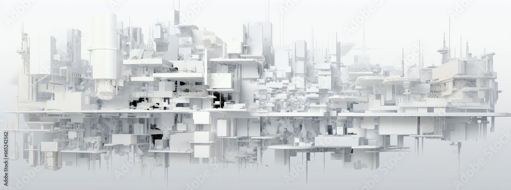 White abstract three-dimensional rectangular structure background material