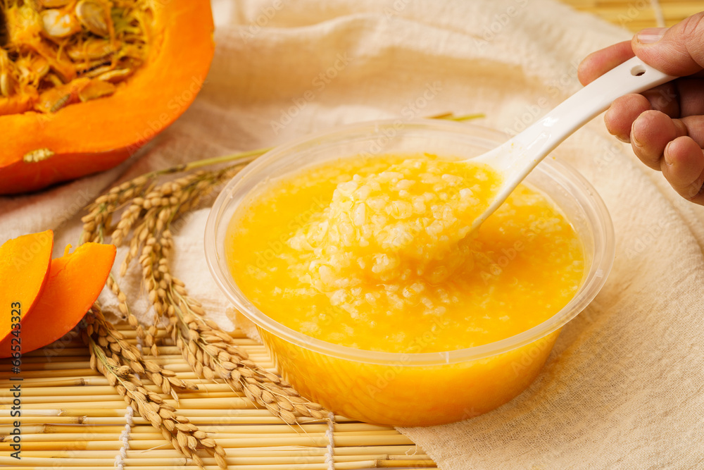 Special Chinese breakfast pumpkin porridge Special Chinese breakfast pumpkin porridge