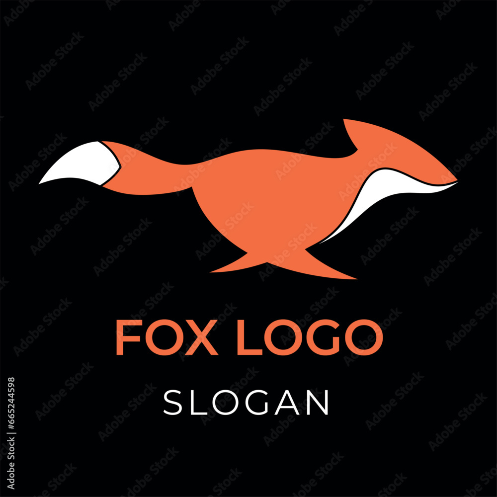 Running fox silhouette logo design, orange fox vector file, fox logo