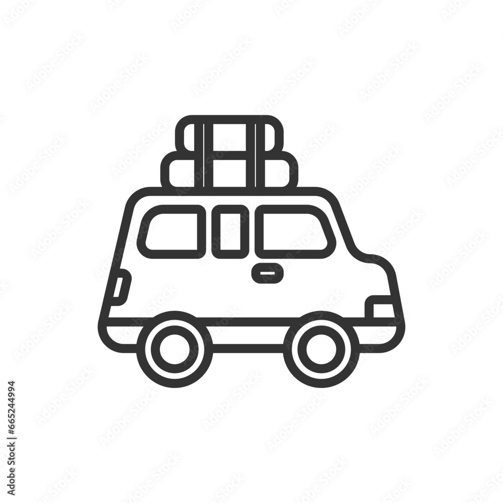 Vacation travel car line icon