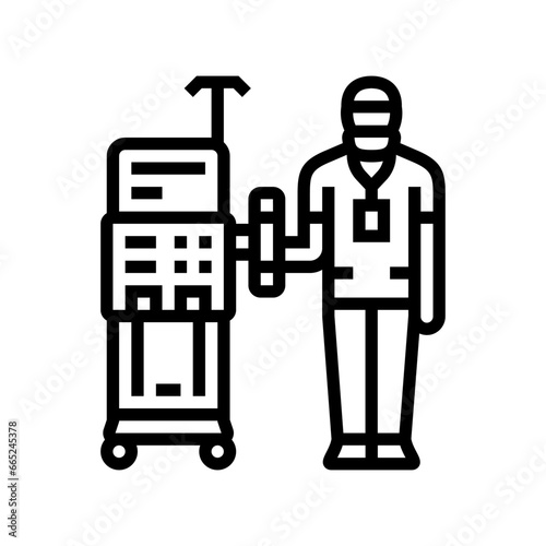 dialysis technician dialyzer line icon vector. dialysis technician dialyzer sign. isolated contour symbol black illustration