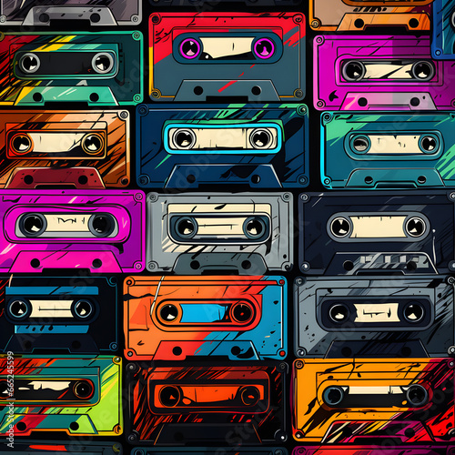 Colorful cassette tapes 