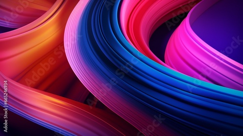 Shape a 3D vortex of neon-hued ribbons, spiraling into the distance with captivating gradients.