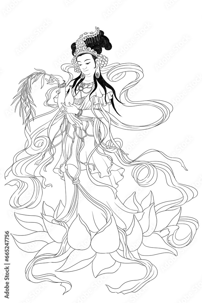 Avalokitesvara Bodhisattva (Sketch illustrations)