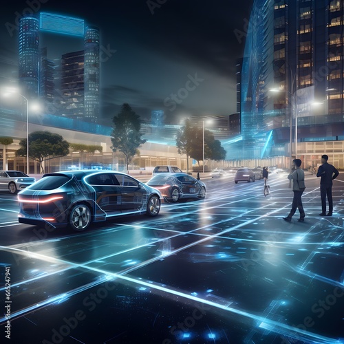 Engineers designing advanced AI algorithms for autonomous vehicles, optimizing self-driving capabilities for safety and efficiency. © tylon