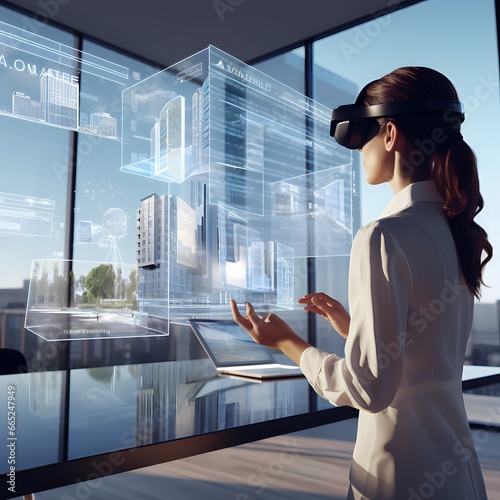 Virtual reality (VR) transforms architectural design, allowing immersive walkthroughs of buildings before construction begins. The Ui icon for VR architecture illustrates the future of architectural v
