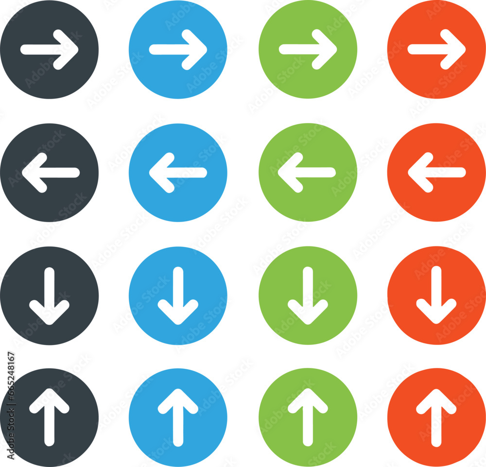 Pixel perfect icon set of arrows in circle right, left, up, down directions. Thin line icons, flat vector illustrations. Isolated on white, transparent background Pixel perfect icon set of arrows in circle right, left, up, down directions. Thin line icons, flat vector illustrations. Isolated on white, transparent background