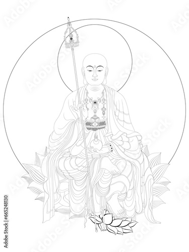 Bodhisattva King Ksitigarbha of the Great Vow (Earth Store Bodhisattva)