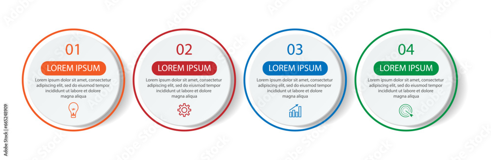 four step infographic design, simple design, lines, colors, icons, 4 parts, suitable for your business presentation four step infographic design, simple design, lines, colors, icons, 4 parts, suitable for your business presentation