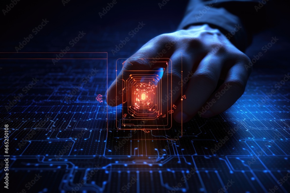 Biometric identification fingerprint scanning . The system of