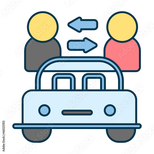 car sharing and rental colored line icon