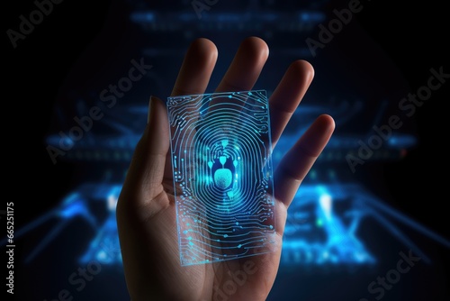 Biometric identification fingerprint scanning . The system of fingerprint scanning - biometric security devices photo