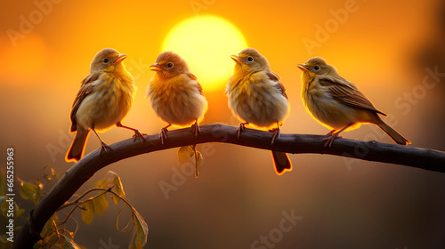 Little Happy Birds at Sunrise - Generative AI © MrGeoff