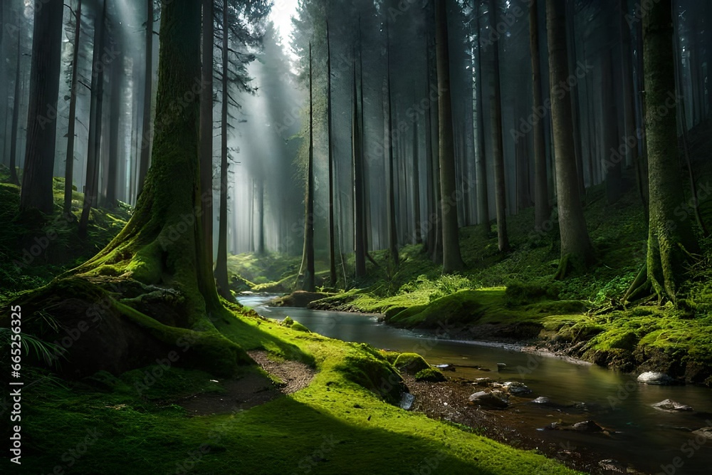 Obraz premium stream in the forest