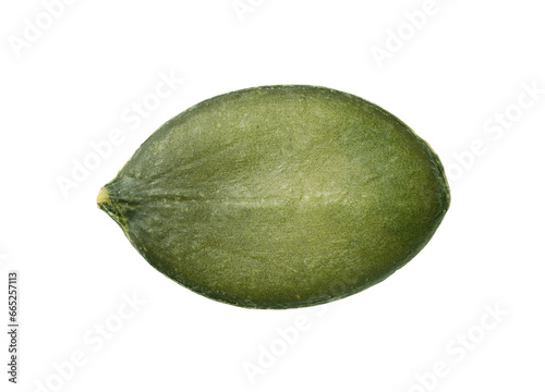 Fényképezés One peeled pumpkin seed isolated on white, top view
