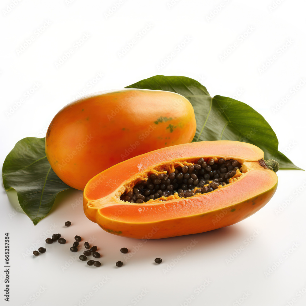 Papaya Studio Shot Isolated on Clear Background, Food Photography, Generative AI