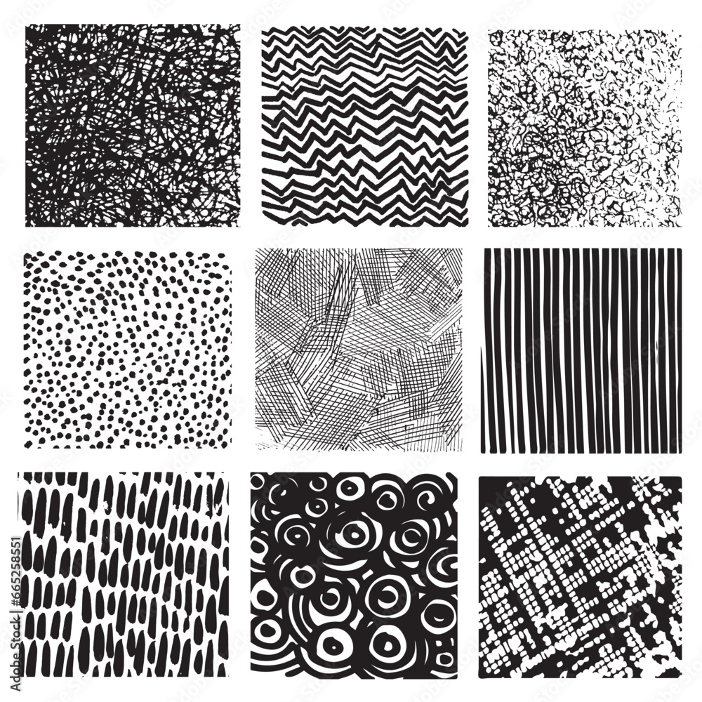 Vector set of hand drawn squares. Sketch, set of textures. Elements for your design Vector set of hand drawn squares. Sketch, set of textures. Elements for your design