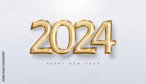 New year event with elegant gold 2024 number design. Design to celebrate the 2024 new year party.
